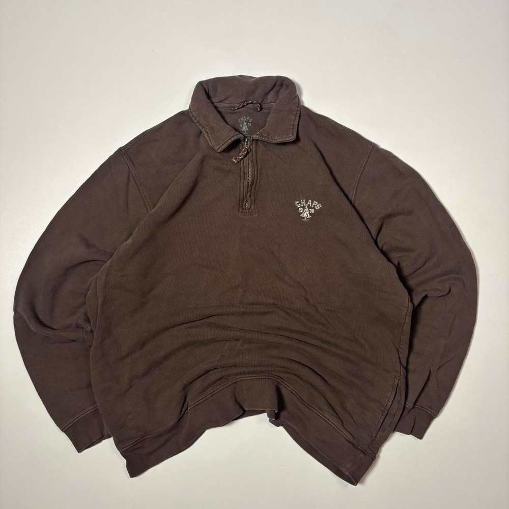 Vintage Chaps Brown Quarter Zip Sweatshirt - Size XL